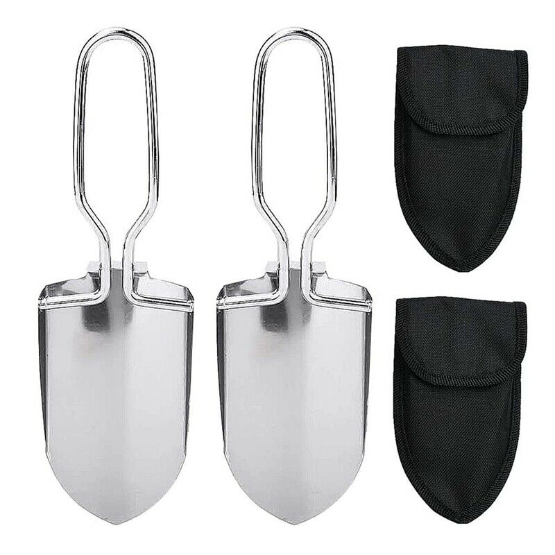 2Pcs Camping Folding Shovel Mini Folding Shovel Stainless Steel MultifunctioE8E3