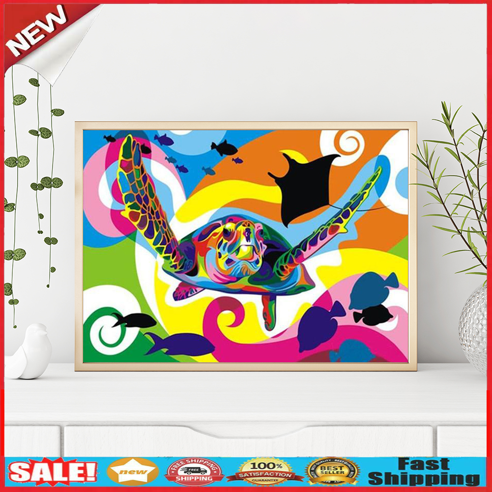 50x40cm Colorful Turtle Painting By Numbers DIY Hand Painted Wall Art Decor @