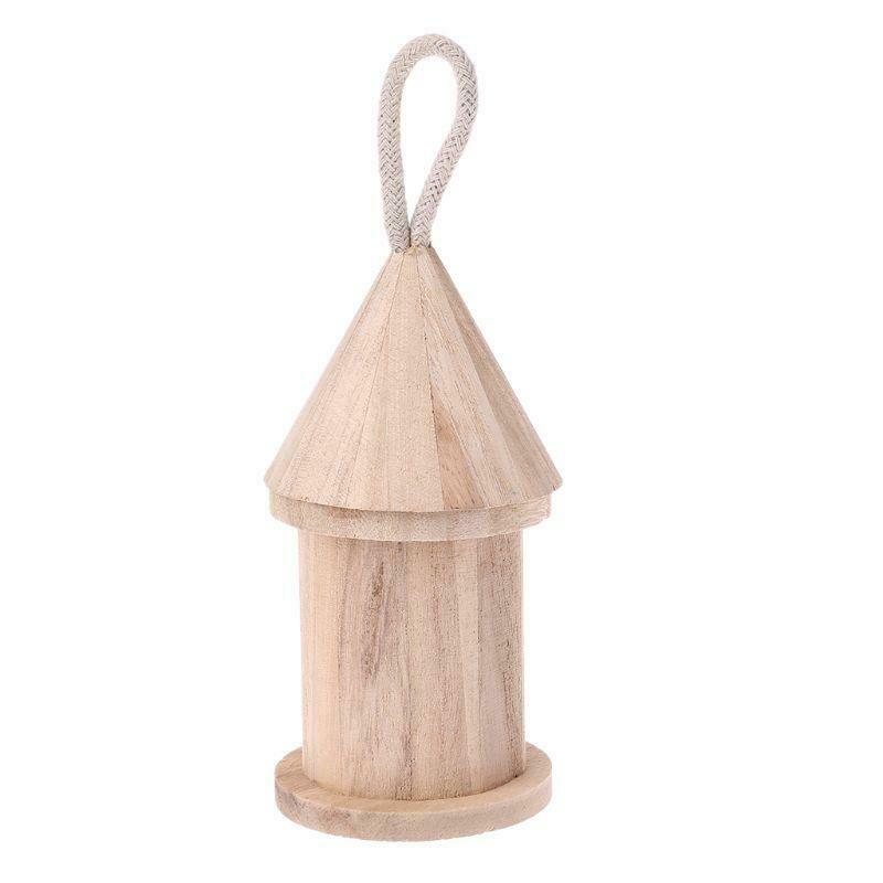 Natural Wood Bird House Hanging Nest Box Outdoor Garden Home Bird Cage
