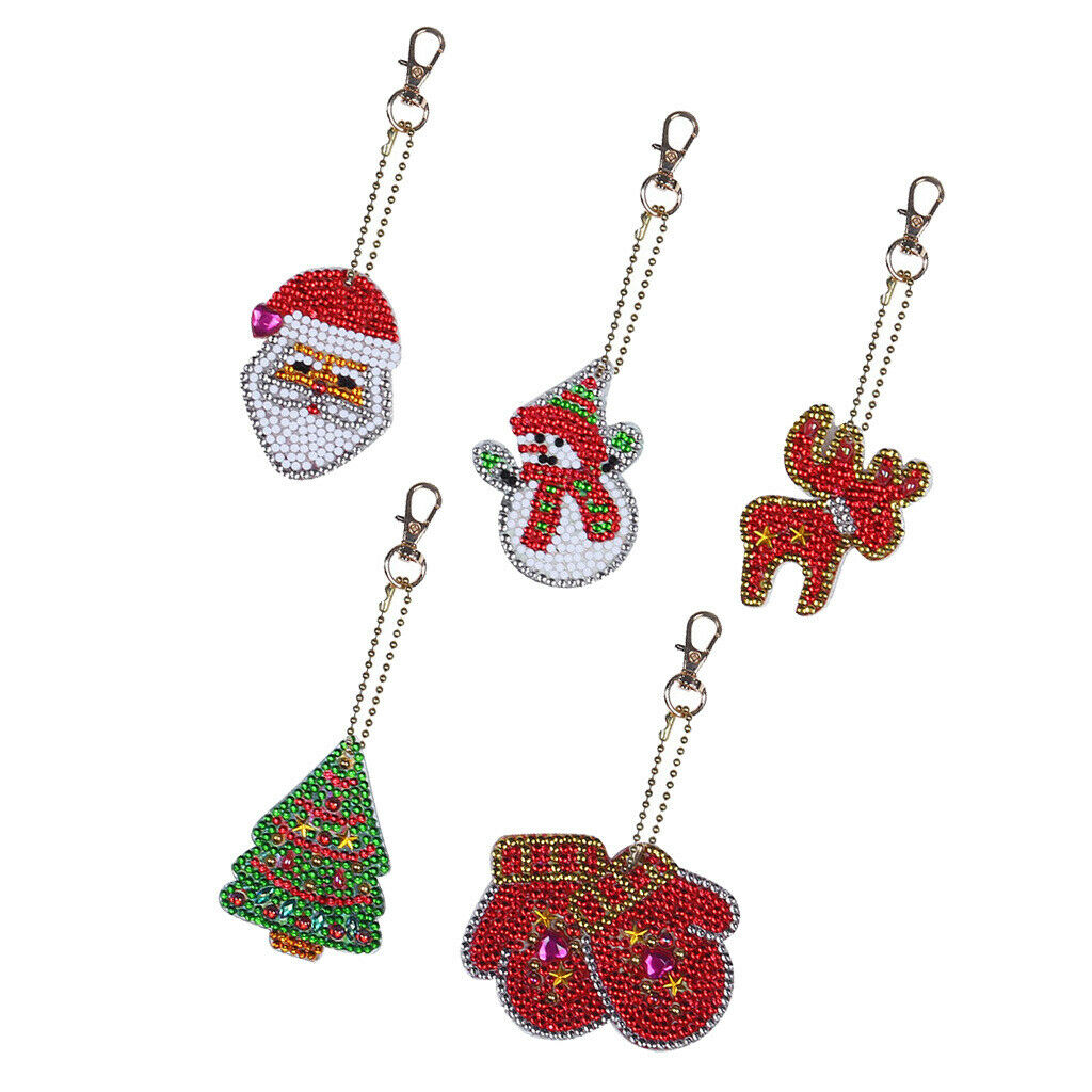 5pcs 5D Full Drill Special Shaped Diamond Painting Keychain Pendant Decors