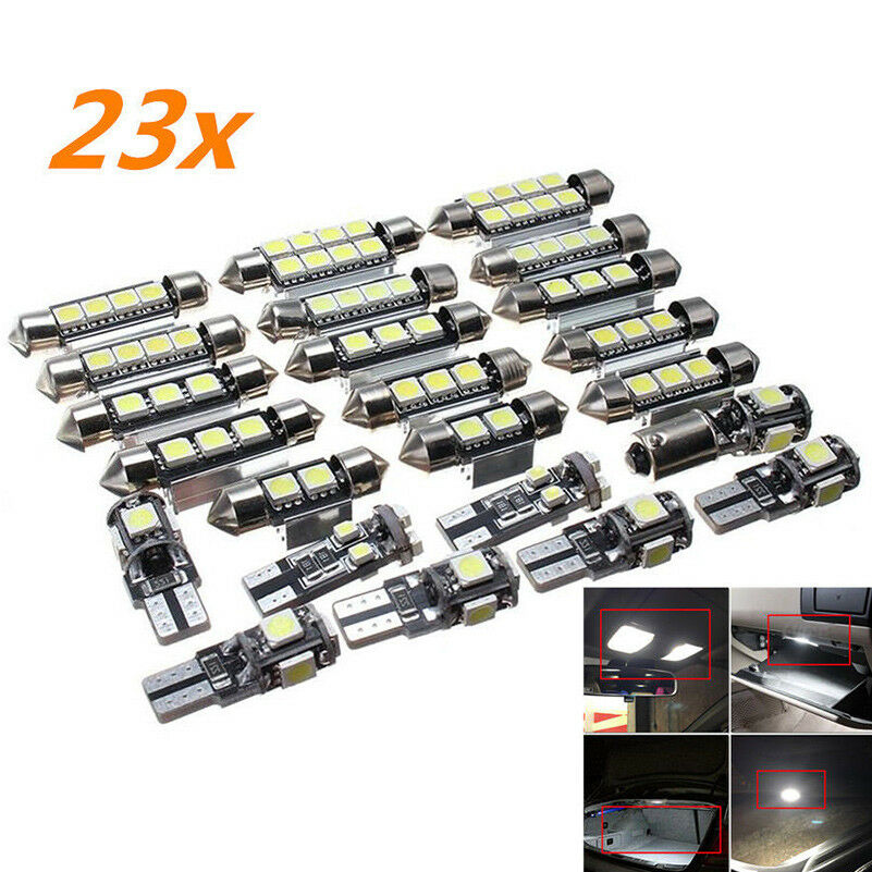 23pcs LED Car Light Bulb Interior Map Dome Trunk License Plate Lamps Kit White C