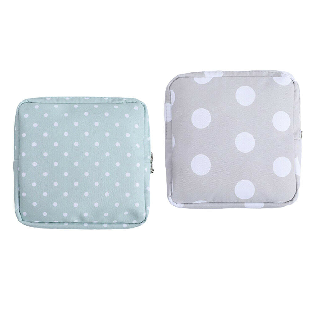 2 Pieces Portable Cotton Sanitary Bag Tampons Makeup Earphones Women Girls