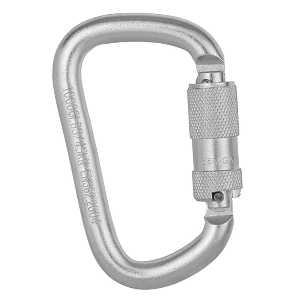 2 Pieces D Shaped Carabiner Clips for Climbing Rappelling Locking Dogs