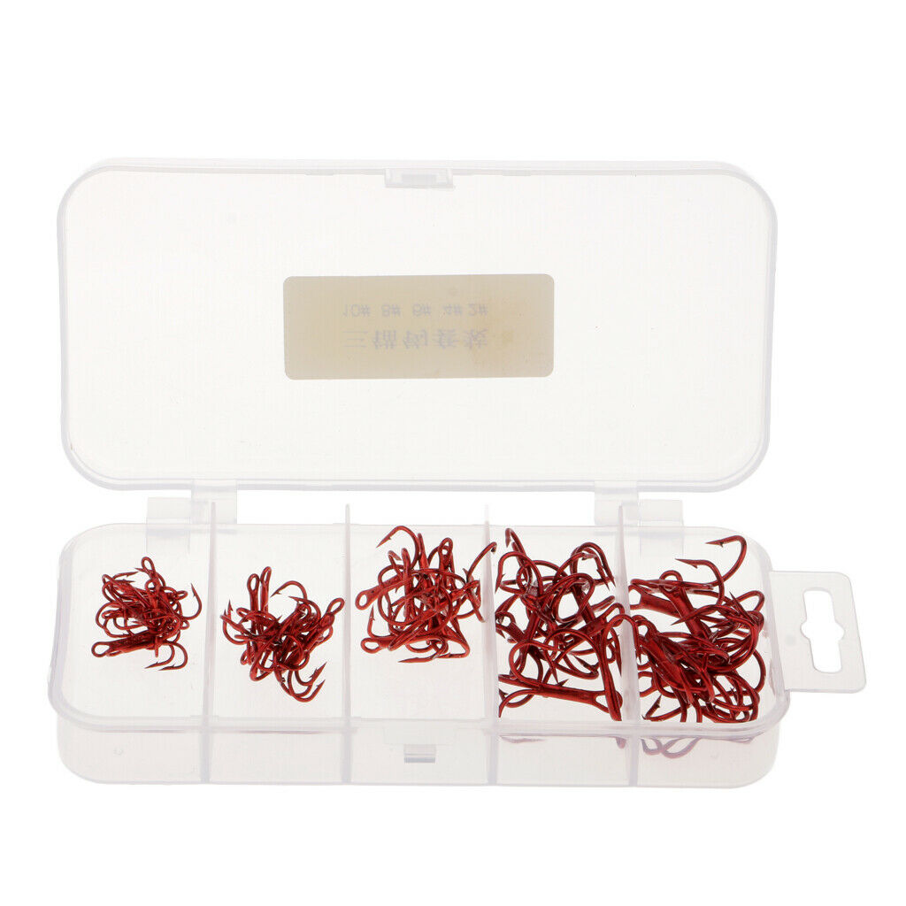 50pcs Treble Hooks High Carbon Steel Barbed