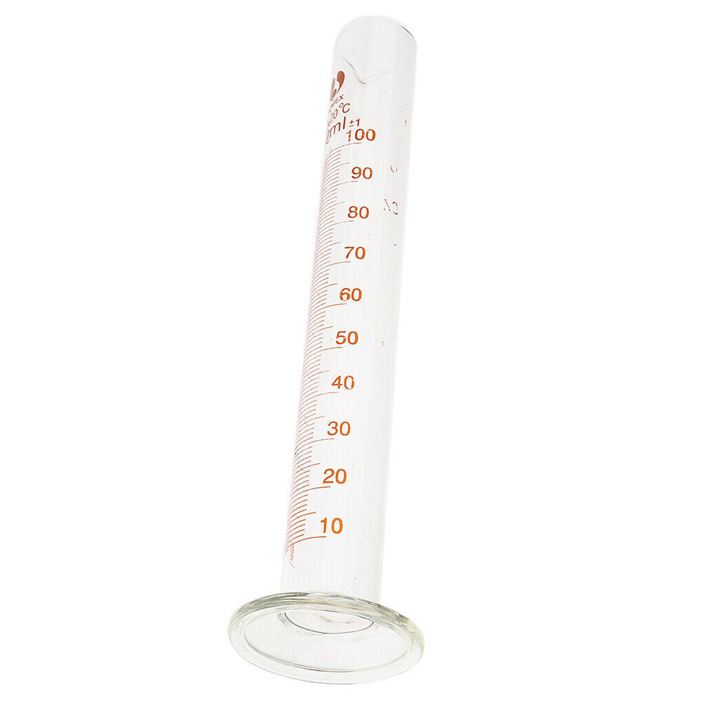 2x100ml Professional Graduated Glass Measuring Cylinder Chemistry Lab Spout