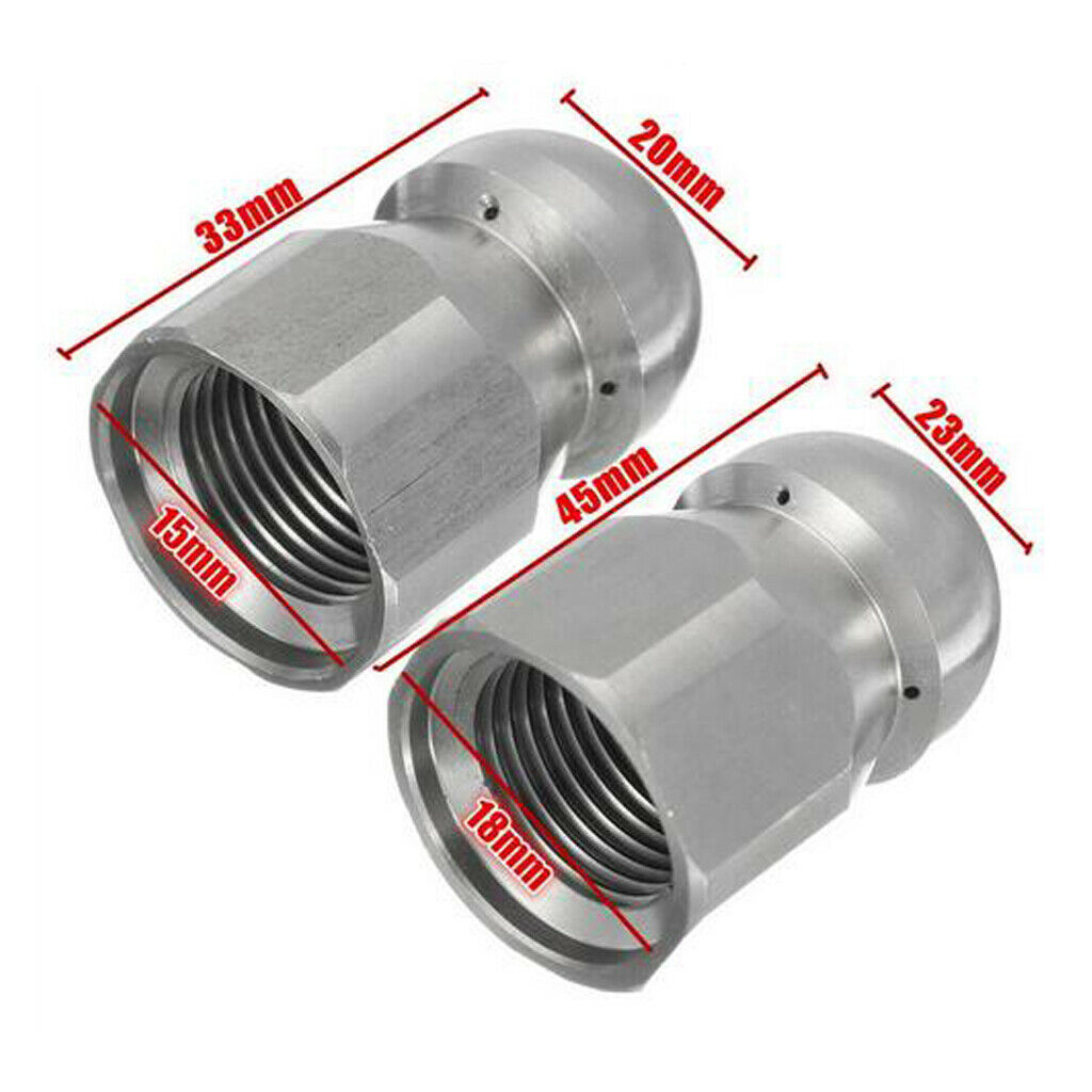 2Pcs High Pressure Washer Sewer Jetter Nozzle Hose Sewer Drain Clean Parts