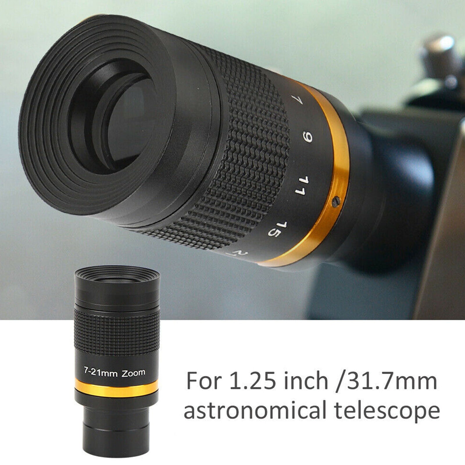 1.25 Inch Telescope Eyepiece 7‑21mm Continuous Zoom Astronomical Telescope Lens