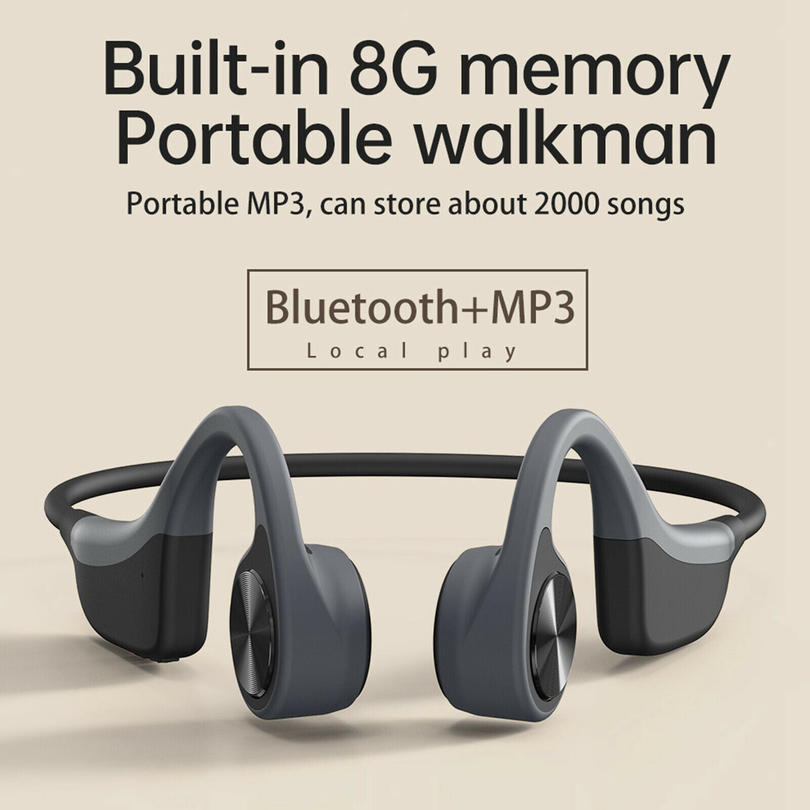 Waterproof Bluetooth 5.0 Running Bone Conduction Headphones Stereo Sport