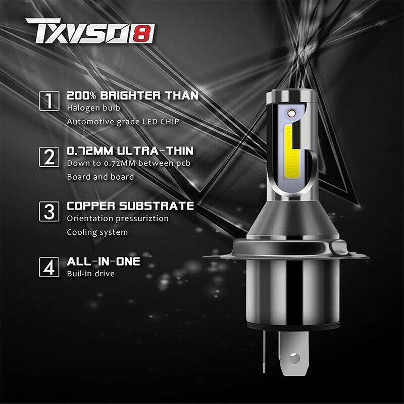 TXVSO8 Diode Lamp H4 LED Headlights for Car MINI Universal 6000K Auto COBYXDD