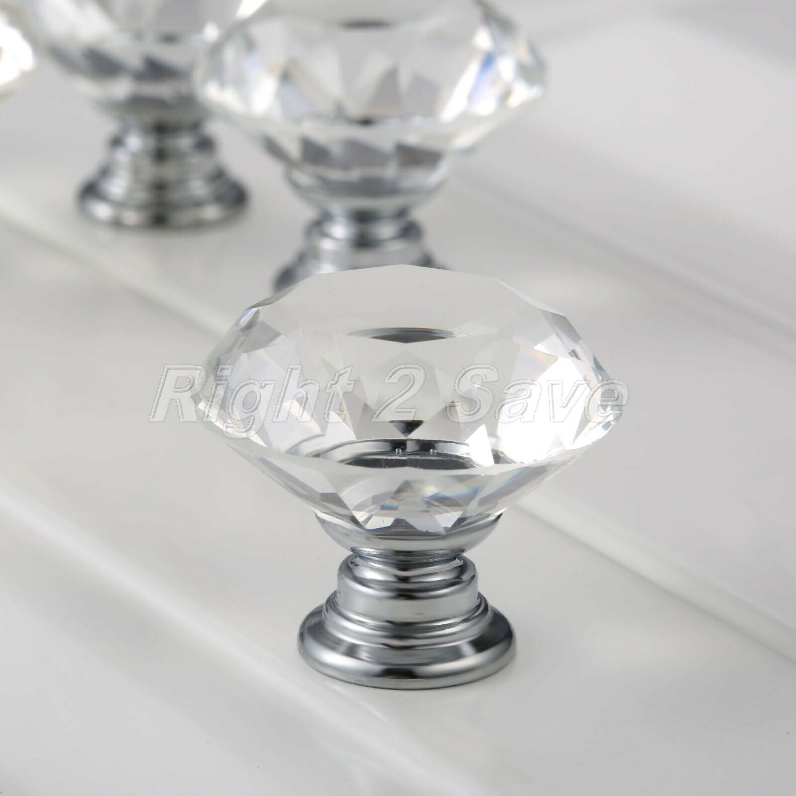 Crystal Glass Knobs Pull Handle Drawer Wardrobe Handle Cabinet Dia 30mm/1.18in