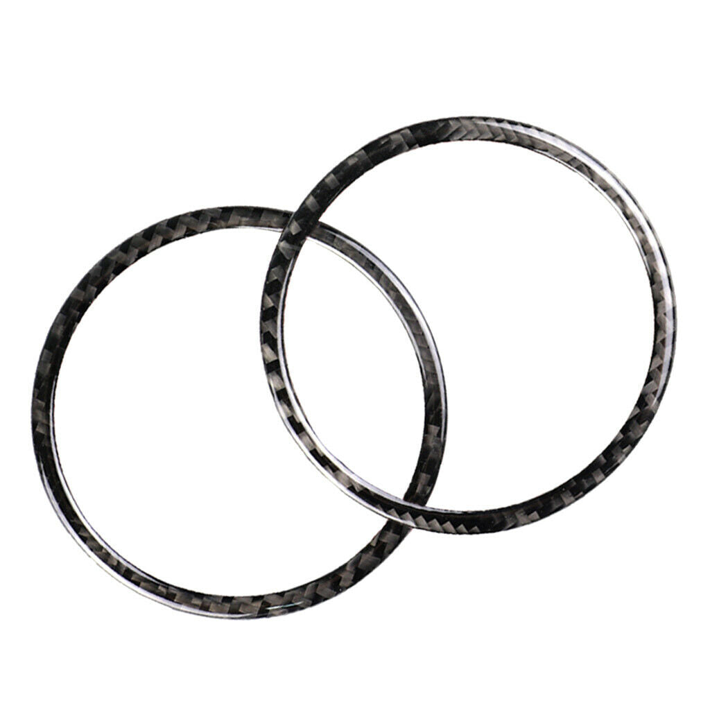 2PCS Carbon Fiber Door Car Speaker Sound Cover Ring For Ford Mustang 2015-17