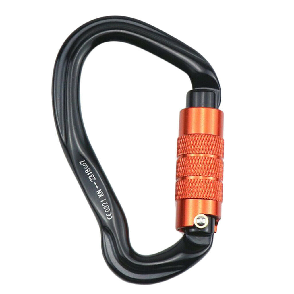 Twist Lock Climbing Carabiner Clips Auto Locking and Heavy Duty Black