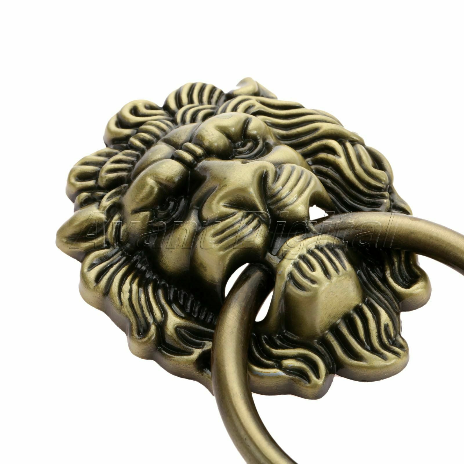Classic Lion Head Furniture Cabinet Knobs Ring Closet Drawer Door Pull Handle
