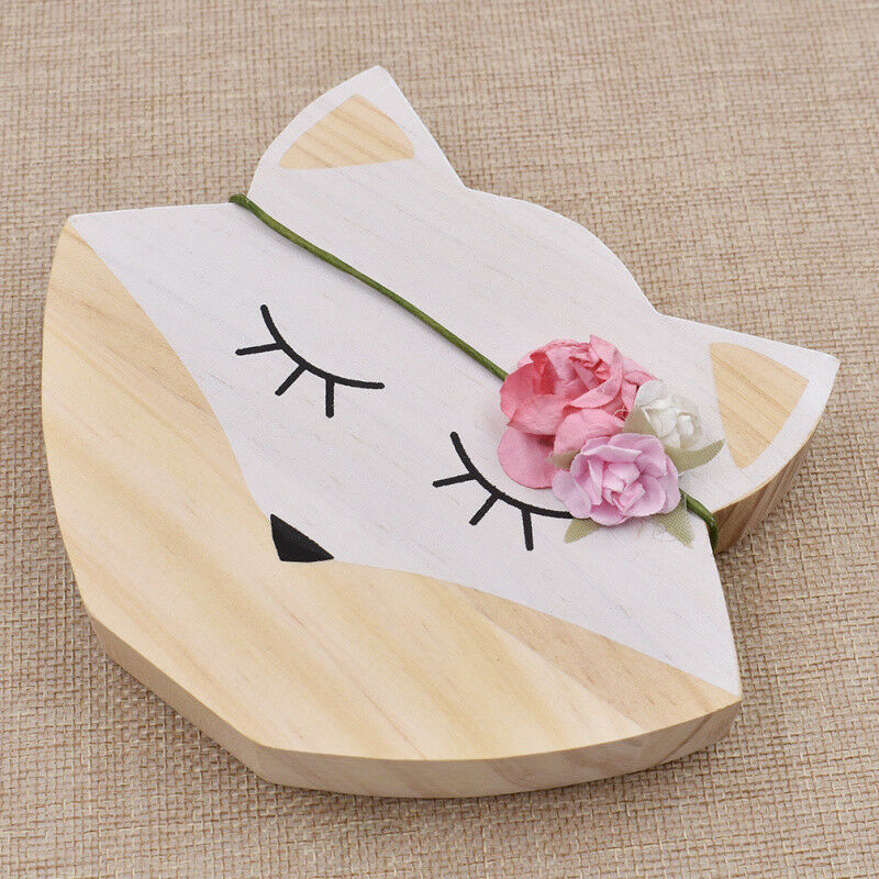 Cute Nordic Sleepy Wooden Fox Home Room Ornament Wall Decor Photography Props