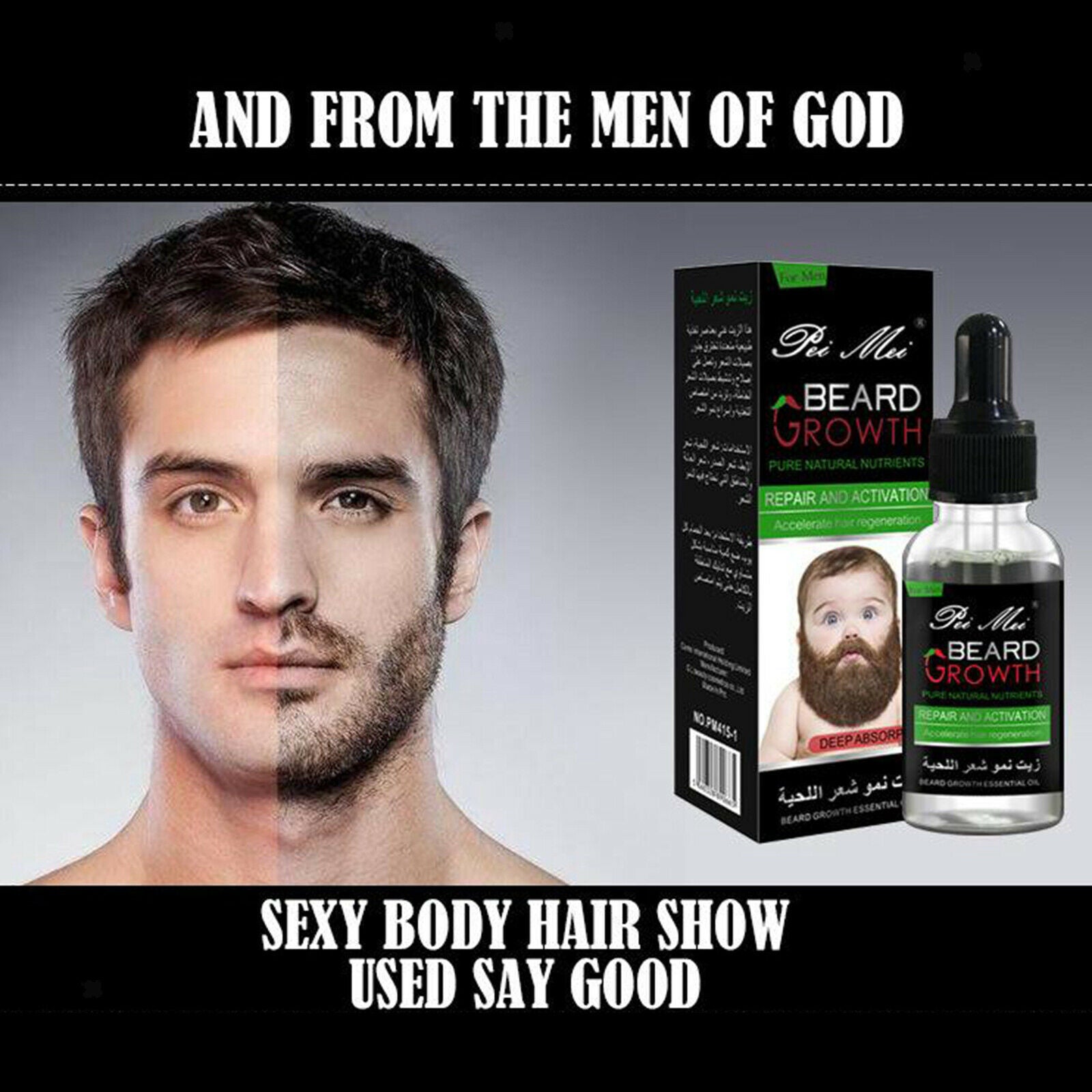 Men Mustache Beard Growth Oil Facial Hair Grooming Growth Treatments 30ml