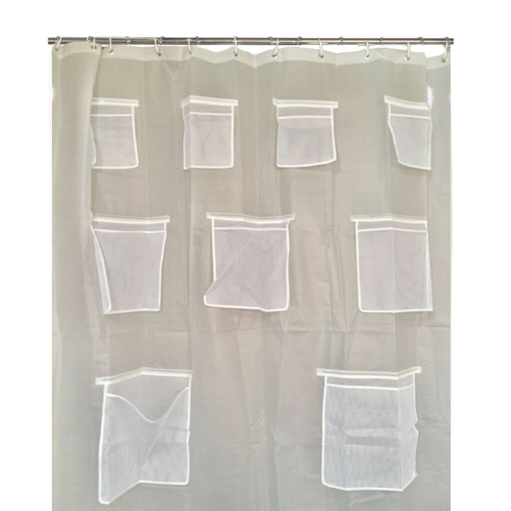 Bathroom Bathtub Pocket Shower Curtain Mildew Resistant for Hotel Home
