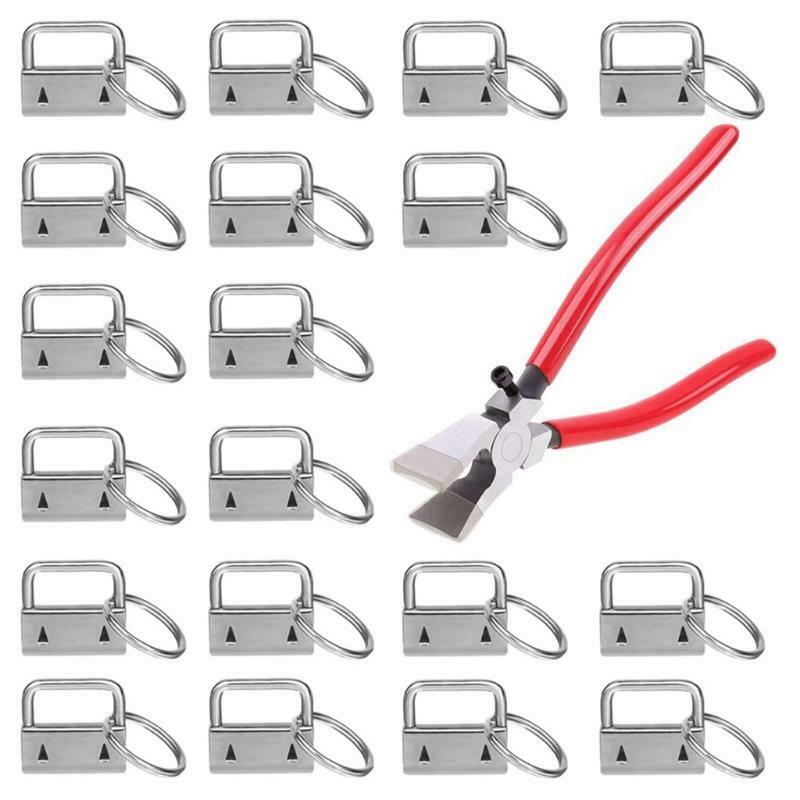 40Pcs Key Fob Hardware Set with Split Rings Pliers for Wristlet Clamp Lanyard