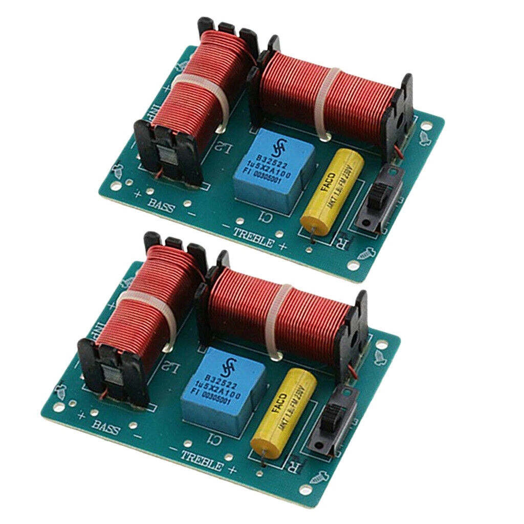 2x Treble Bass 2-Way Frequency Divider Audio Crossover Filters Board 100W