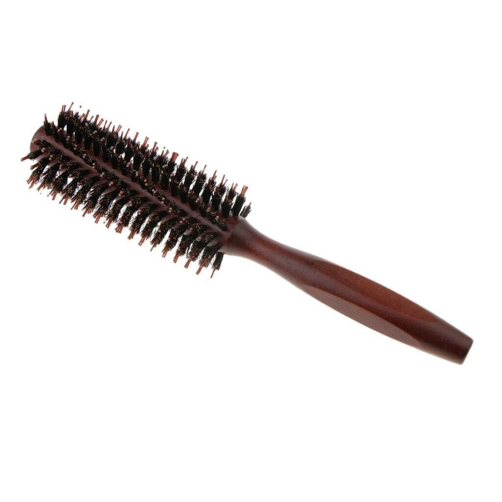 Wooden Handle Fiber Round Hair Care Brush Hair Against Hair Loss Twilled