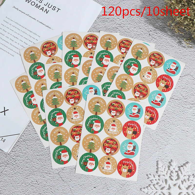 120pcs Christmas Gift Stickers Merry Christmas round packaging stickers L.l8