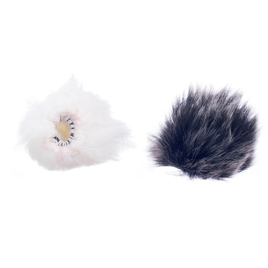 Black +White Fur Microphone Windscreen for Lapel Lavalier Mic 0.5cm