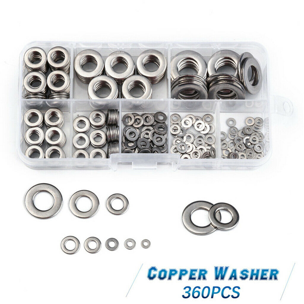 360ASSORTED PIECE STAINLESS STEEL M2 M2.5 M4 M5 M6 M8 M10 FORM A FLAT WASHER KIT