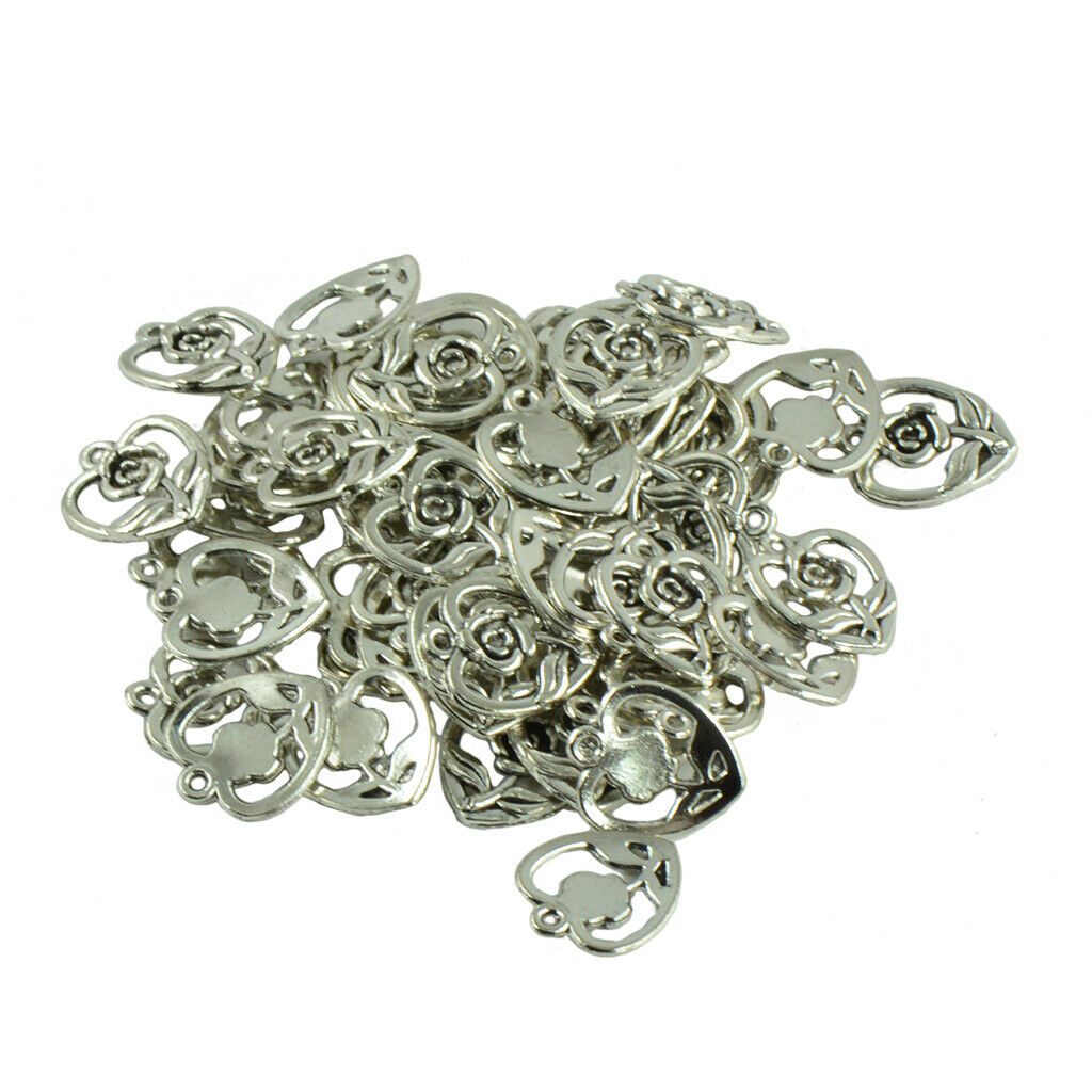 DIY Jewelry Making:Exquisite 50pcs Heart Pattern Dangle Pendant For Necklace