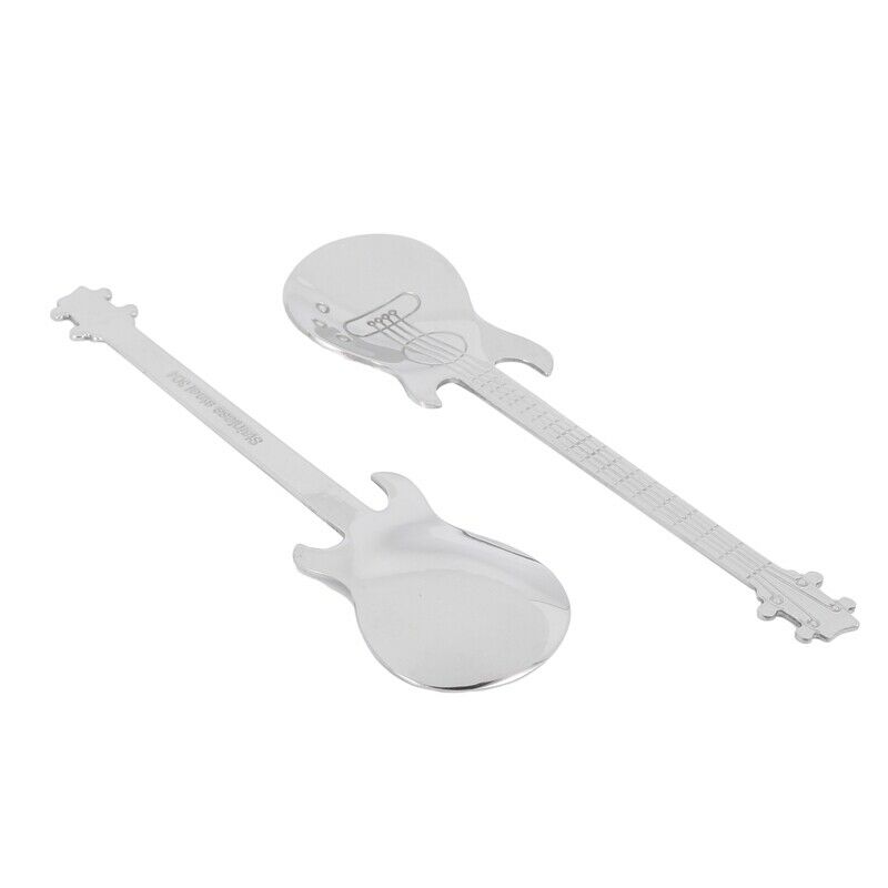 Guitar Coffee Teaspoons,4 Pcs Stainless Steel Musical Coffee Spoons Teaspoons P2