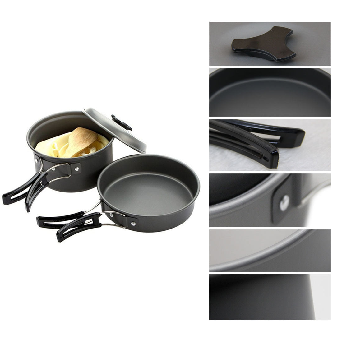 Outdoor Camping Hiking Cookware Portable Aluminium Alloy Picnic Cooking Pot Set
