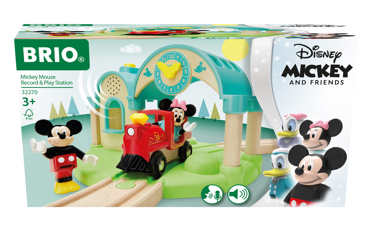 32270 BRIO Disney Mickey Mouse Record & Play Train Station Wooden Railway Age 3+