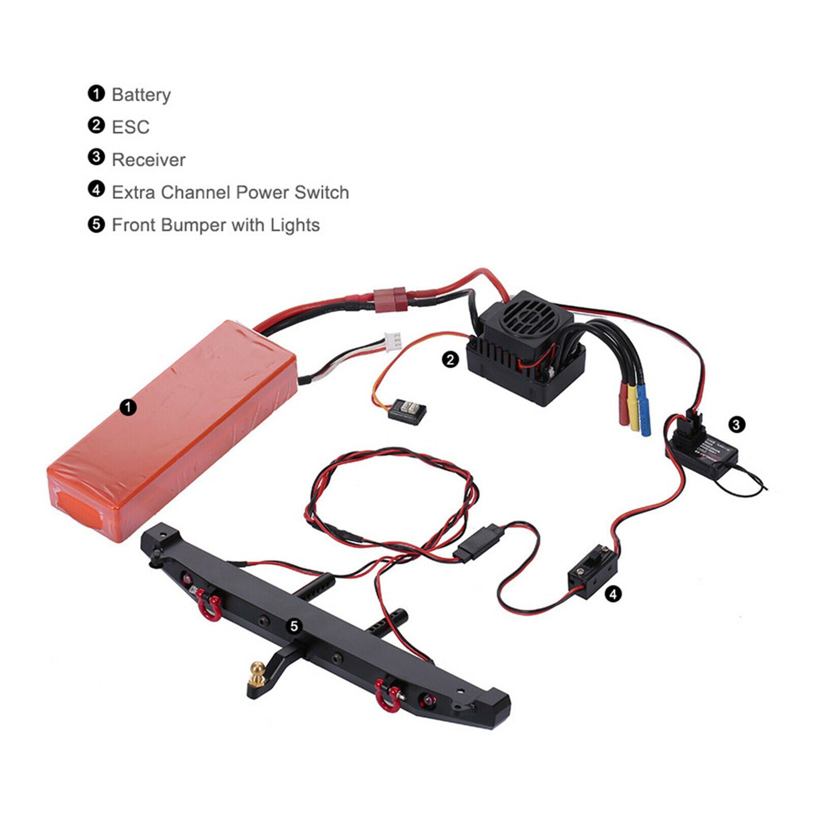 RC Receiver Extra Channel Extended Cable for 1/10 1/8 Tamiya Axial scx10