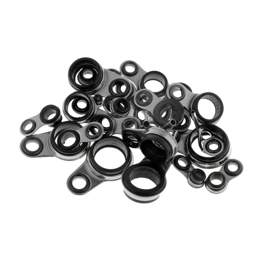 25pcs Fishing Rod Guides Replacement Ring Stainless Steel Frame Ceramic Ring