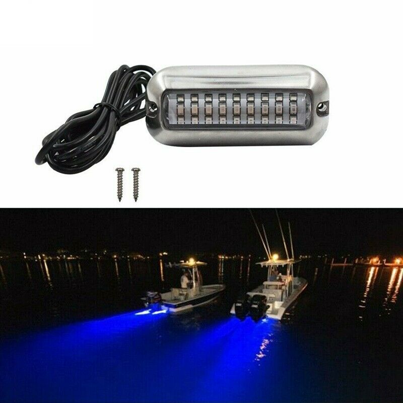 2Pcs 27 Blue LED Stainless Lights Underwater Pontoon for Marine Boat Transom IE3