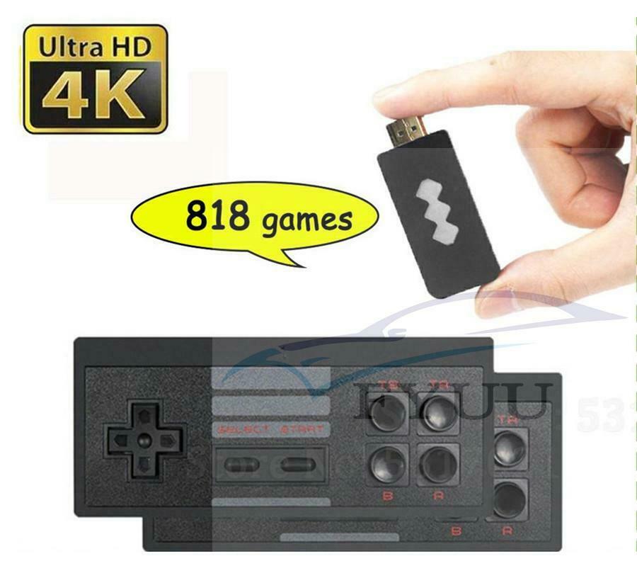 Mini Retro Game Console Built-in 818 Classic Games with 2x Wireless Controllers