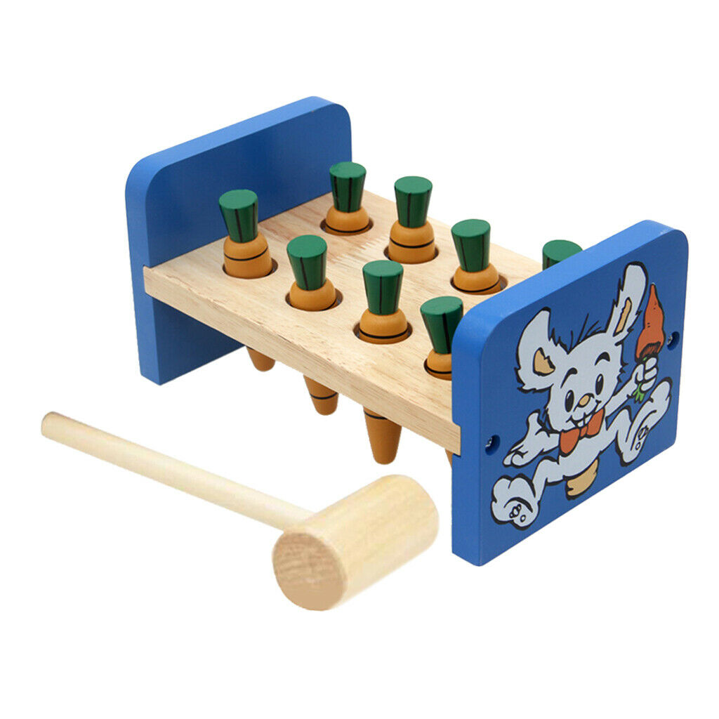 Baby Kids Child Hammering Knock Block Tables Wood Carrot Bench Toddler