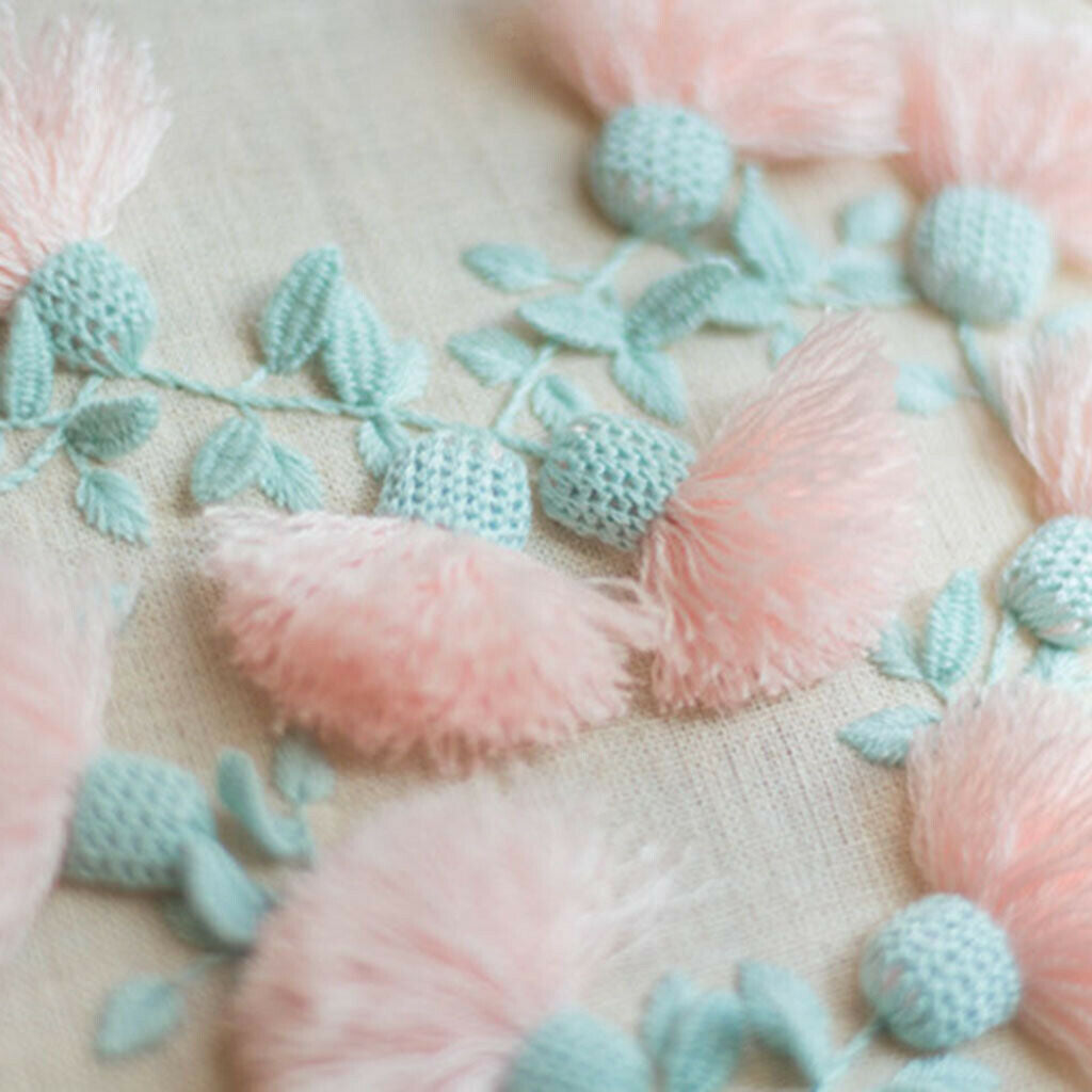Handmade Embroidery Starter Kit with Pink Flower Pattern Needlework Crafts