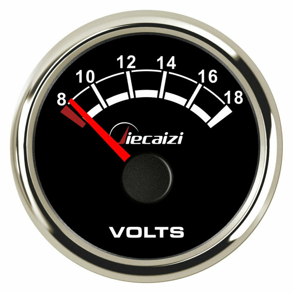 52mm 2-1/16" voltmeter 8-18V black for car truck marine universal style blue led