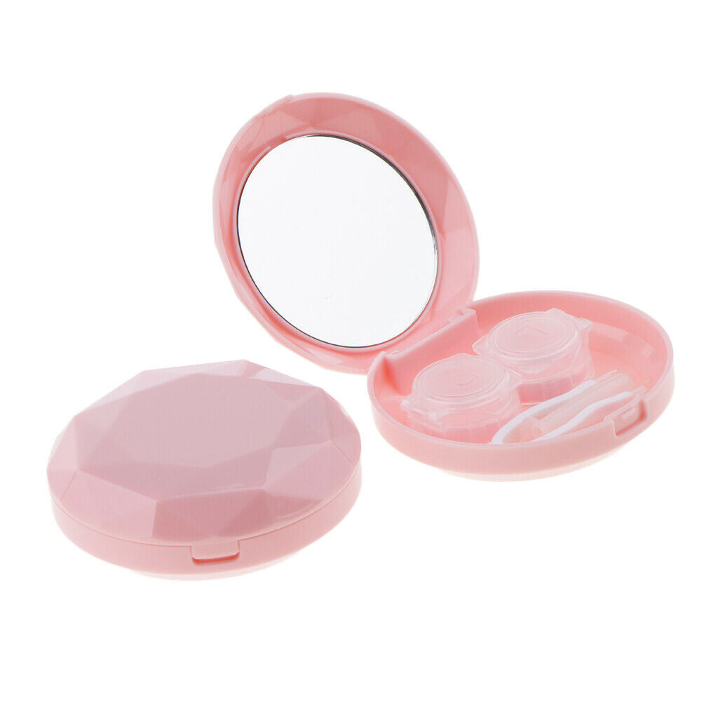 Travel Contact Lenses Soaking Storage Case Box + Inserter Tweezer Pink