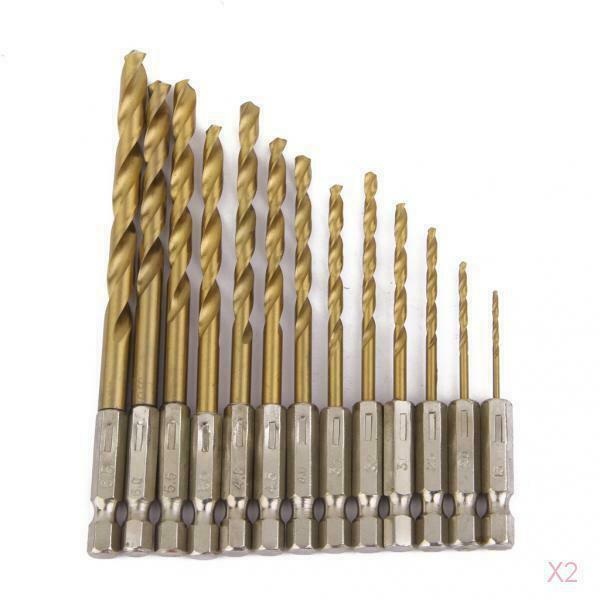2 HSS Drill Bits Titanium Coated Twist Drill Bit, Stainless Steel, 1/4 ''