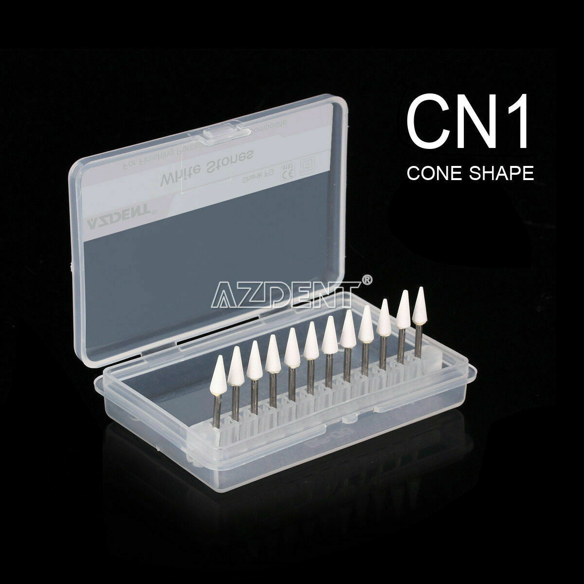 20X AZDENT Dental Polishing FG Burs Abrasion Cone White Stone CN1 Points Burs