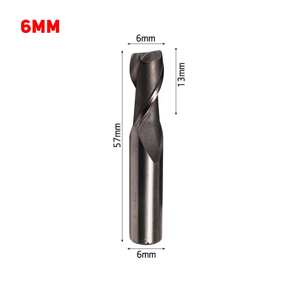6mm Straight Shank HSS 2Flute End Mill Router Bit Milling Cutter Tool New