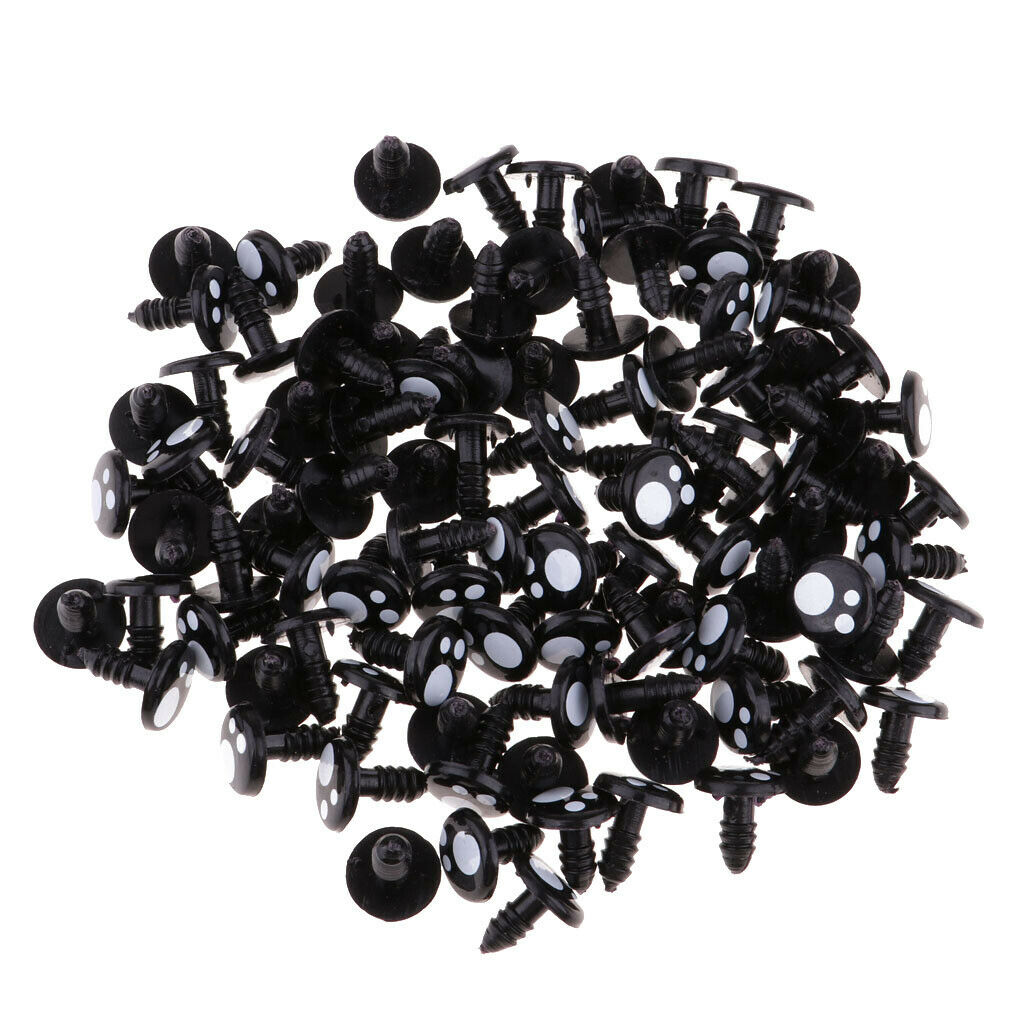100pcs Solid Eyes Black Plastic Safety Eyes Round Buttons Eyes  For