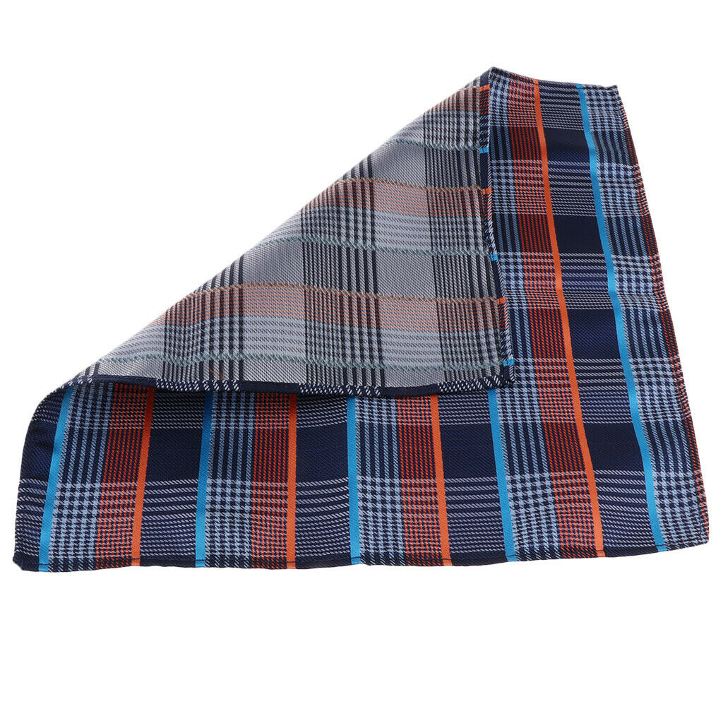 Cotton Plaid Men's Handkerchief Square Decorative Suits Grid Hanky Style 01
