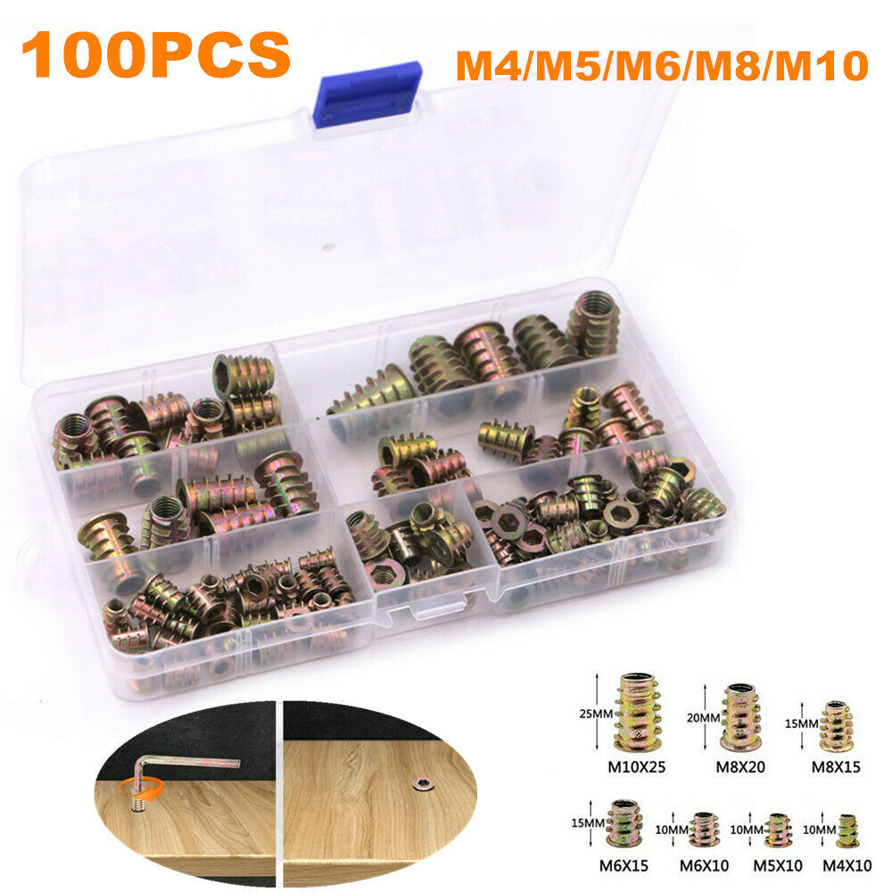 100PCS M4/M5/6/M8/10 Screw-in Thread Flange Insert Nut Bolt Fastener Connector