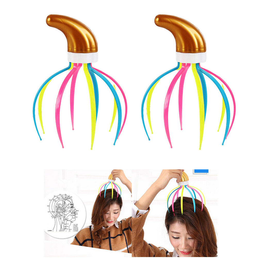 Pack of 2 9 Heads Manual Head Massager Scratcher for Stress Relief Soothing