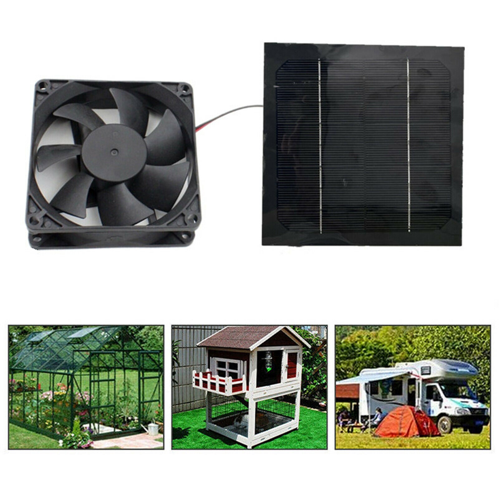 Solar Panel Powered Fan Mini Fan For Dog Grouse House Greenhouse
