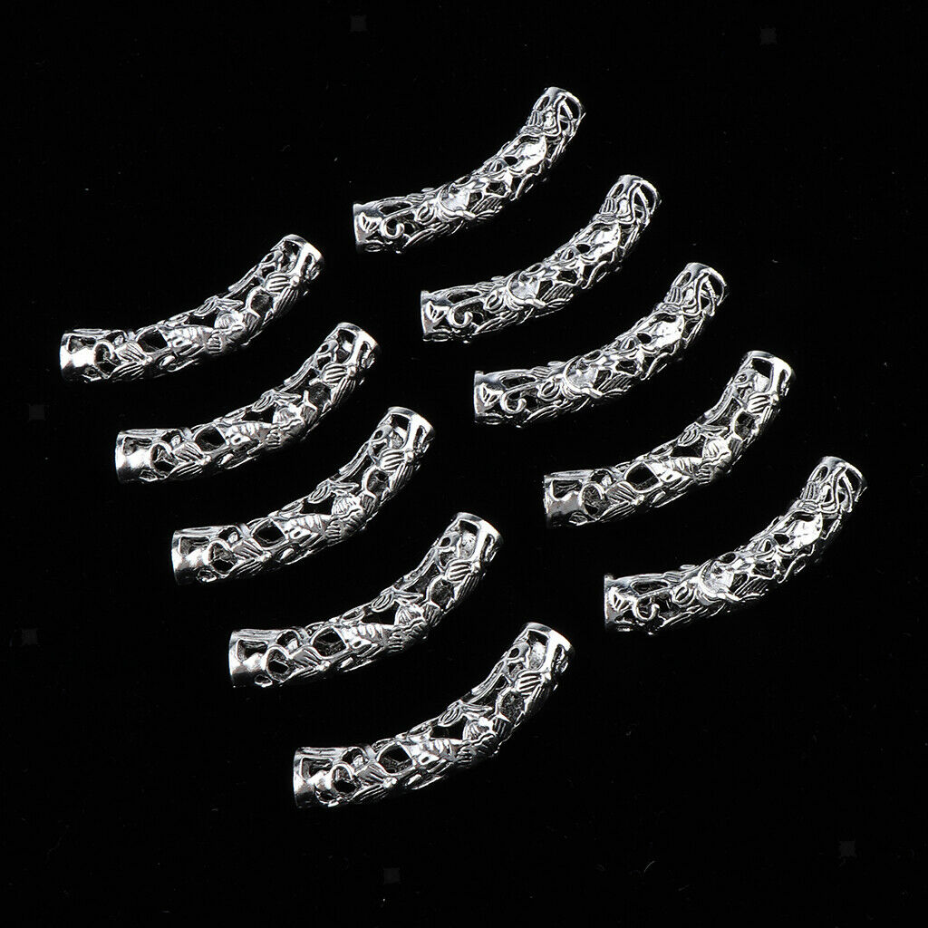 20Pcs Dreadlock Beads Twisted Braid Jewelry Tubes Beard Hair Pendants Cuffs