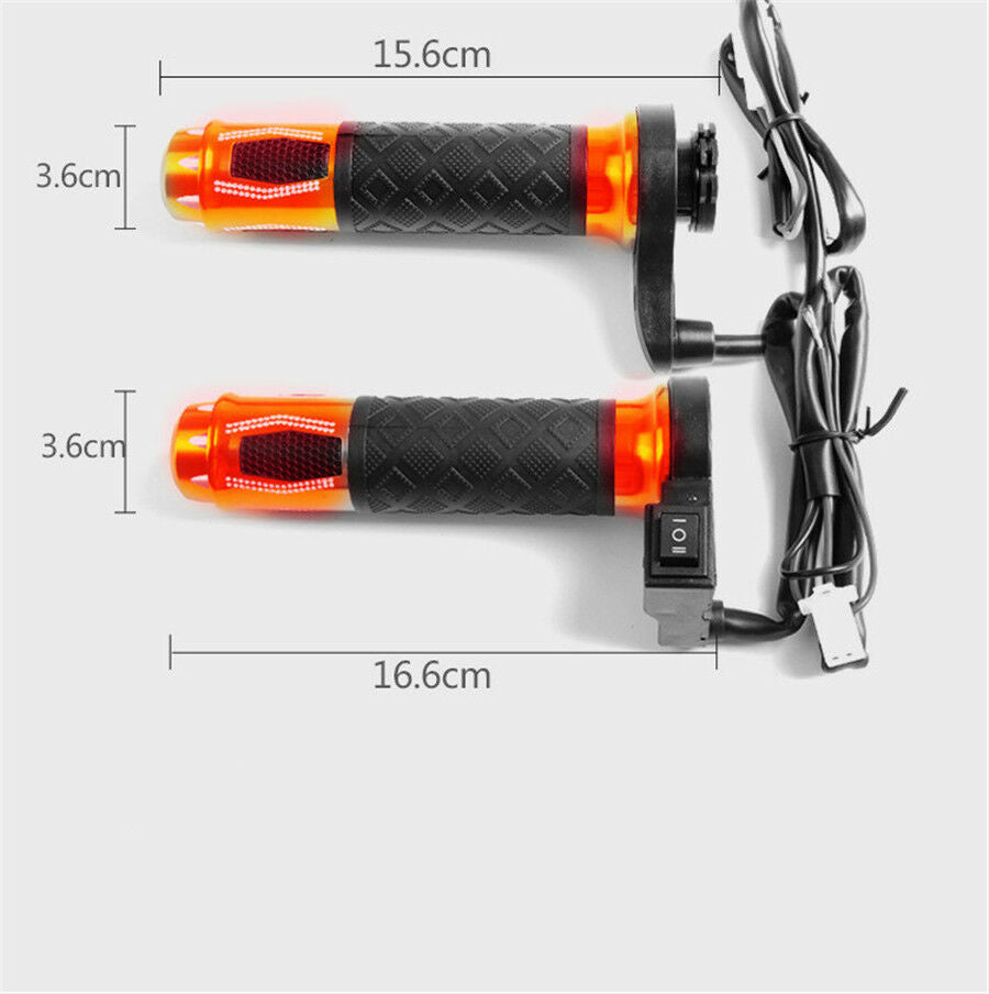 1 Pair Motorcycle Electric Heated Handle Grips Temp Adjustable Switch Control