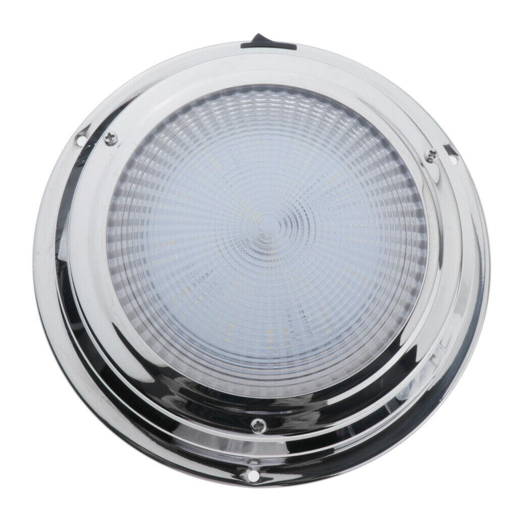 12V 6W Stainless Steel LED Dome Light Boat Marine RV Cabin Ceiling Lamp 6.7"
