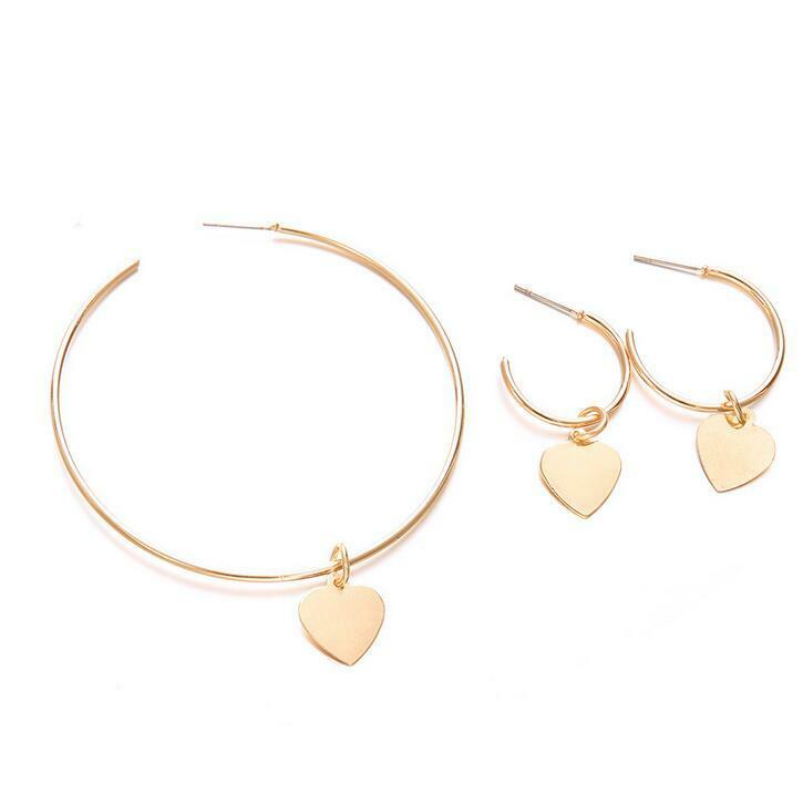 3 pcs/set Simple golden Circle heart earrings for Women Fashion Jewelry earrings